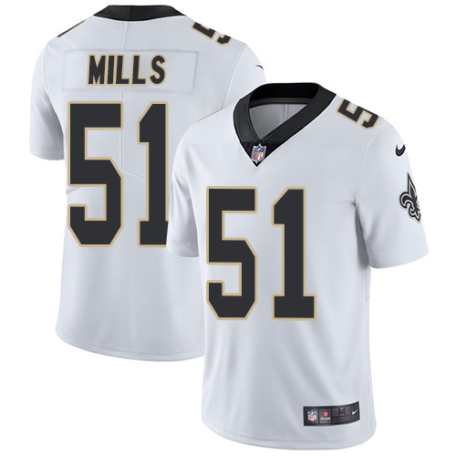 Men's Nike New Orleans Saints #51 Sam Mills White Vapor Untouchable Limited Player NFL Jersey