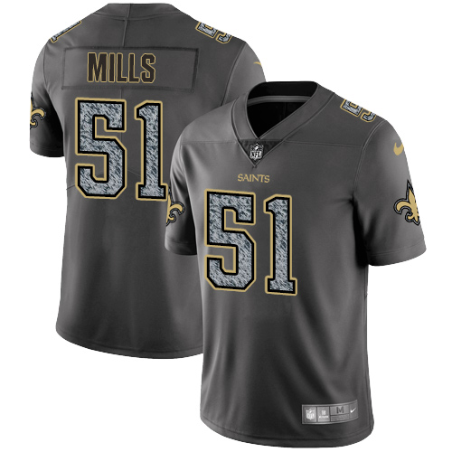 Men's Nike New Orleans Saints #51 Sam Mills Gray Static Vapor Untouchable Limited NFL Jersey