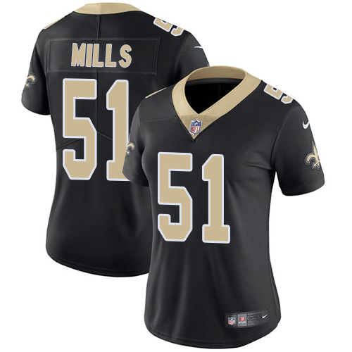 Women's Nike New Orleans Saints #51 Sam Mills Black Team Color Vapor Untouchable Limited Player NFL Jersey