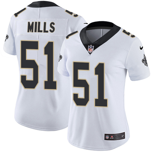 Women's Nike New Orleans Saints #51 Sam Mills White Vapor Untouchable Elite Player NFL Jersey