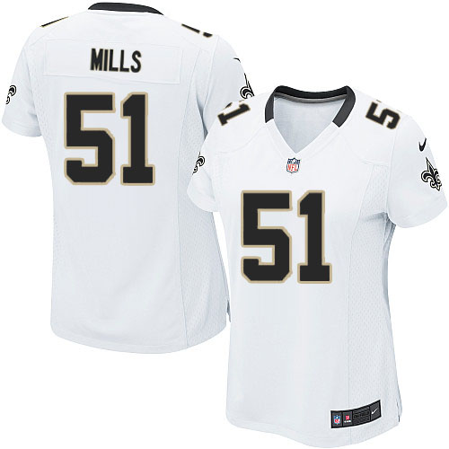 Women's Nike New Orleans Saints #51 Sam Mills Game White NFL Jersey