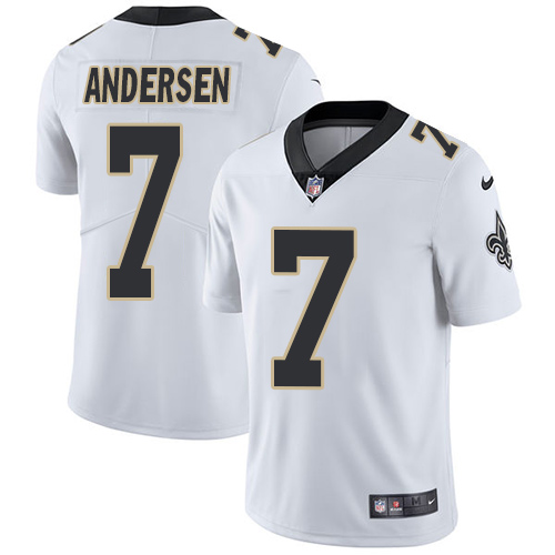 Men's Nike New Orleans Saints #7 Morten Andersen White Vapor Untouchable Limited Player NFL Jersey