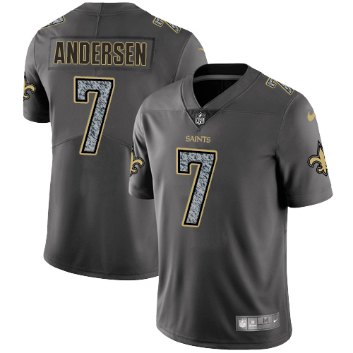 Men's Nike New Orleans Saints #7 Morten Andersen Gray Static Vapor Untouchable Limited NFL Jersey