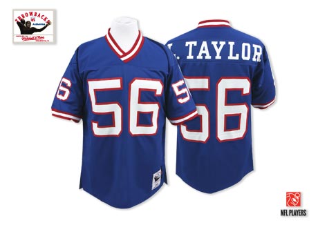 Mitchell and Ness New York Giants #56 Lawrence Taylor Blue Authentic Throwback NFL Jersey
