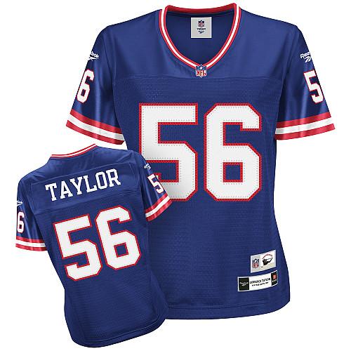 Reebok New York Giants #56 Lawrence Taylor Blue Women's Throwback Team Color Replica NFL Jersey