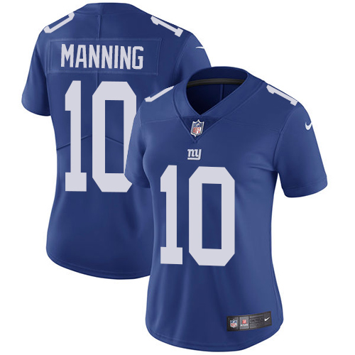 Women's Nike New York Giants #10 Eli Manning Royal Blue Team Color Vapor Untouchable Elite Player NFL Jersey