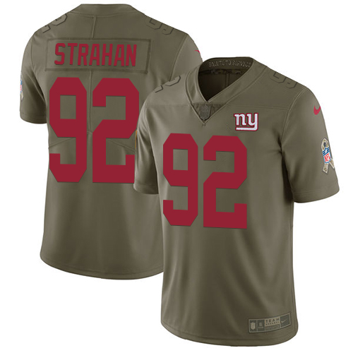 Men's Nike New York Giants #92 Michael Strahan Limited Olive 2017 Salute to Service NFL Jersey