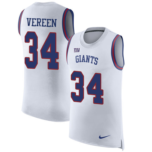 Men's Nike New York Giants #34 Shane Vereen White Rush Player Name & Number Tank Top NFL Jersey
