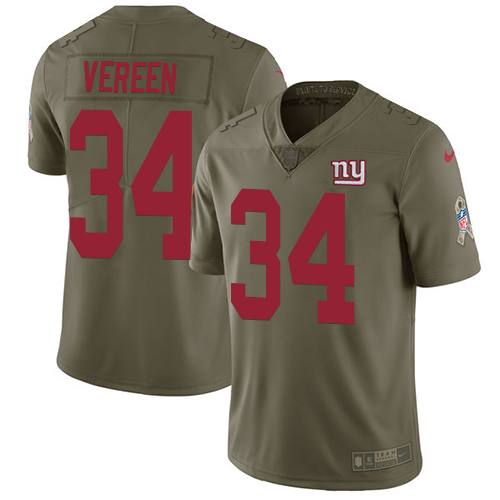 Men's Nike New York Giants #34 Shane Vereen Limited Olive 2017 Salute to Service NFL Jersey