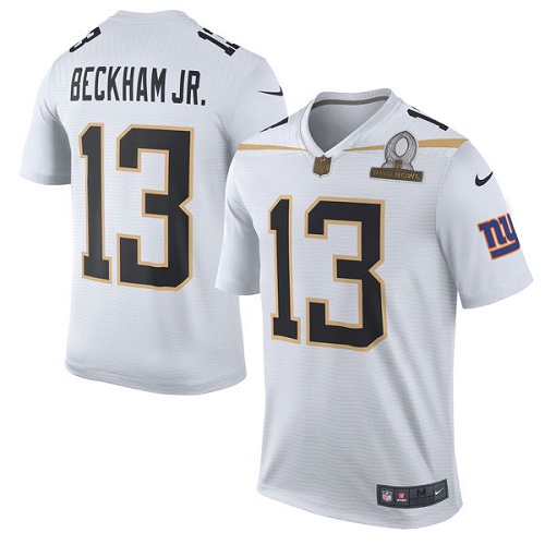 Men's Nike New York Giants #13 Odell Beckham Jr Elite White Team Rice 2016 Pro Bowl NFL Jersey