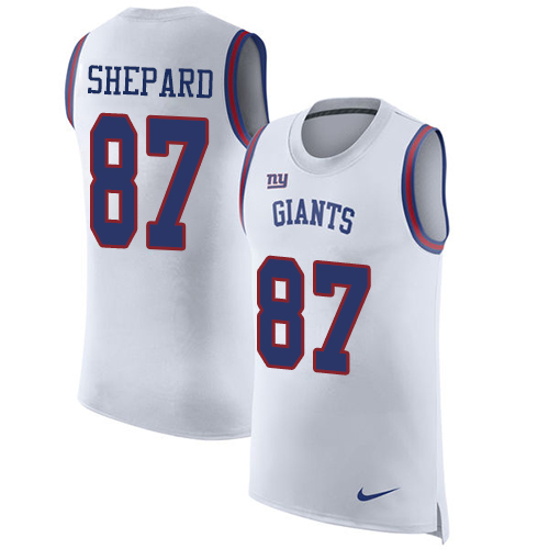 Men's Nike New York Giants #87 Sterling Shepard White Rush Player Name & Number Tank Top NFL Jersey