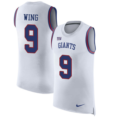 Men's Nike New York Giants #9 Brad Wing White Rush Player Name & Number Tank Top NFL Jersey