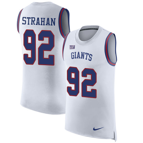 Men's Nike New York Giants #92 Michael Strahan White Rush Player Name & Number Tank Top NFL Jersey