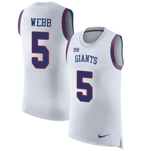 Men's Nike New York Giants #5 Davis Webb White Rush Player Name & Number Tank Top NFL Jersey