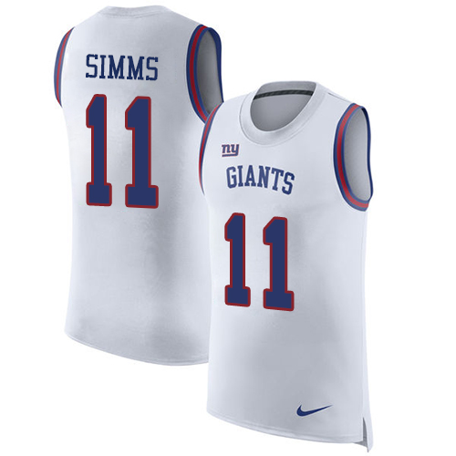 Men's Nike New York Giants #11 Phil Simms White Rush Player Name & Number Tank Top NFL Jersey