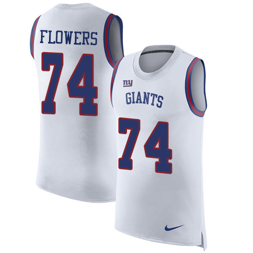 Men's Nike New York Giants #74 Ereck Flowers White Rush Player Name & Number Tank Top NFL Jersey