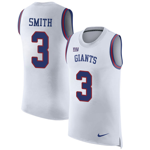 Men's Nike New York Giants #3 Geno Smith White Rush Player Name & Number Tank Top NFL Jersey
