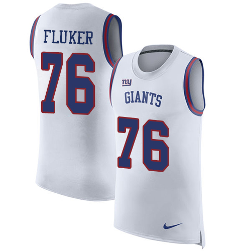 Men's Nike New York Giants #76 D.J. Fluker White Rush Player Name & Number Tank Top NFL Jersey