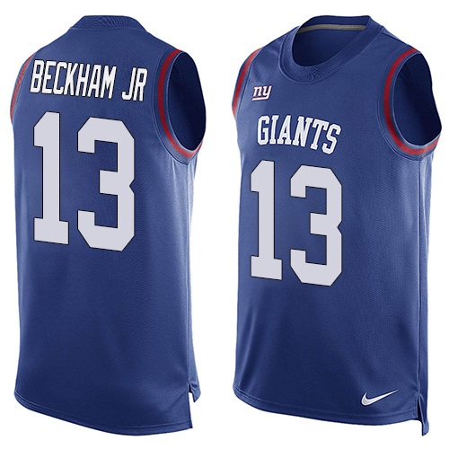 Men's Nike New York Giants #13 Odell Beckham Jr Limited Royal Blue Player Name & Number Tank Top NFL Jersey