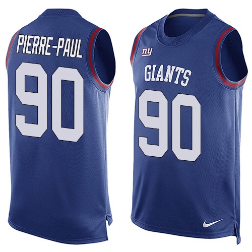 Men's Nike New York Giants #90 Jason Pierre-Paul Limited Royal Blue Player Name & Number Tank Top NFL Jersey