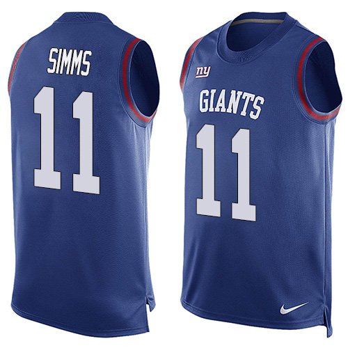Men's Nike New York Giants #11 Phil Simms Limited Royal Blue Player Name & Number Tank Top NFL Jersey