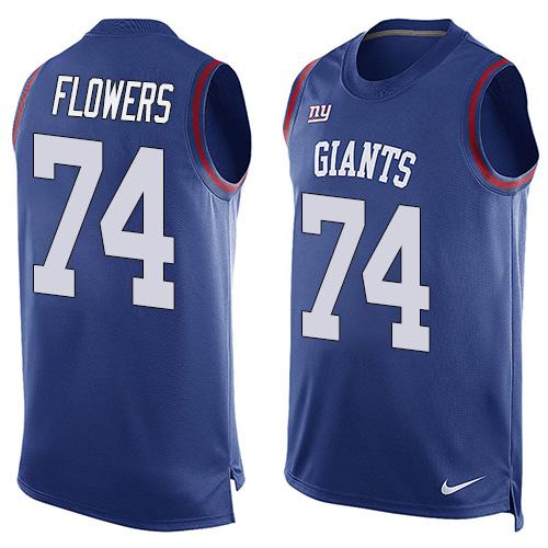 Men's Nike New York Giants #74 Ereck Flowers Limited Royal Blue Player Name & Number Tank Top NFL Jersey