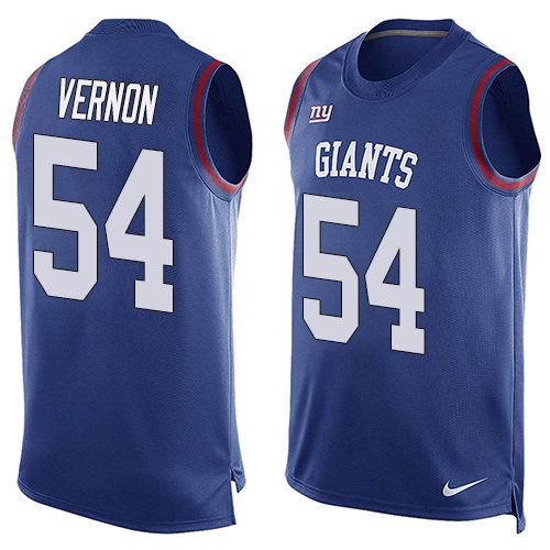 Men's Nike New York Giants #54 Olivier Vernon Limited Royal Blue Player Name & Number Tank Top NFL Jersey