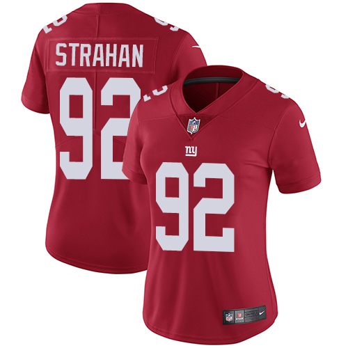 Women's Nike New York Giants #92 Michael Strahan Red Alternate Vapor Untouchable Limited Player NFL Jersey