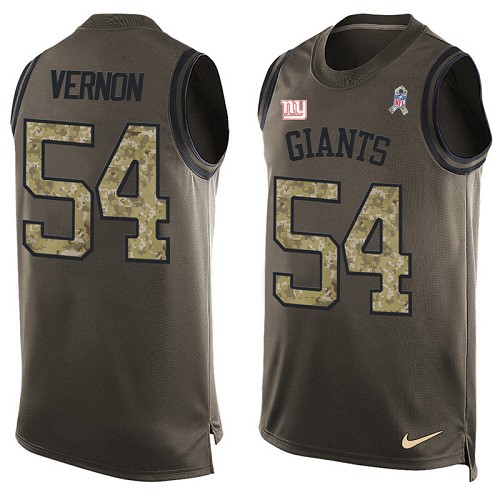 Men's Nike New York Giants #54 Olivier Vernon Limited Green Salute to Service Tank Top NFL Jersey