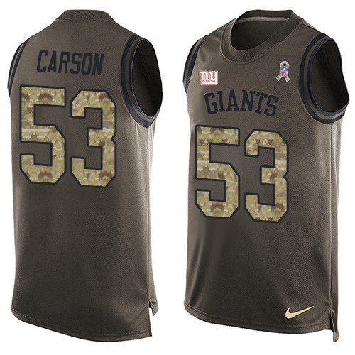 Men's Nike New York Giants #53 Harry Carson Limited Green Salute to Service Tank Top NFL Jersey