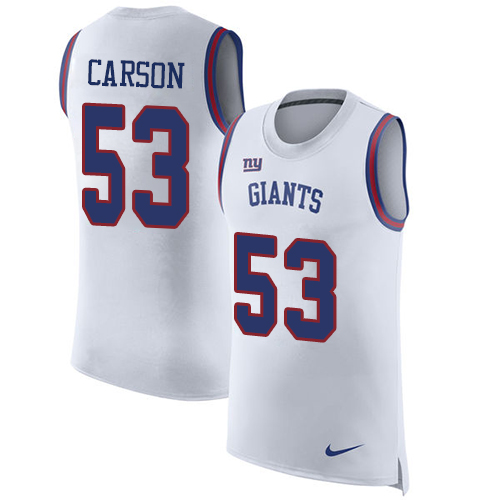 Men's Nike New York Giants #53 Harry Carson White Rush Player Name & Number Tank Top NFL Jersey