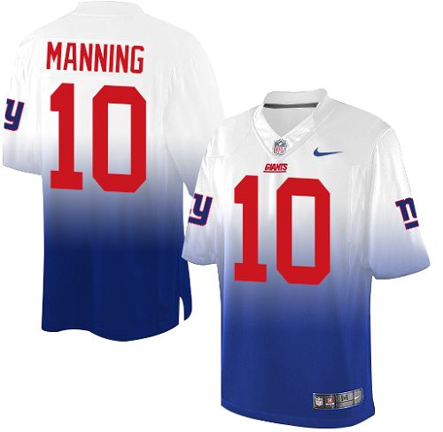 Youth Nike New York Giants #10 Eli Manning Elite White/Royal Fadeaway NFL Jersey