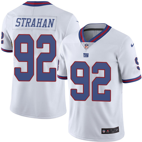 Men's Nike New York Giants #92 Michael Strahan Elite White Rush Vapor Untouchable NFL Jersey