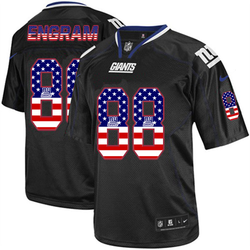 Men's Nike New York Giants #88 Evan Engram Elite Black USA Flag Fashion NFL Jersey