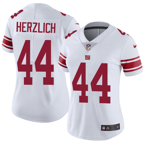 Women's Nike New York Giants #44 Mark Herzlich White Vapor Untouchable Elite Player NFL Jersey
