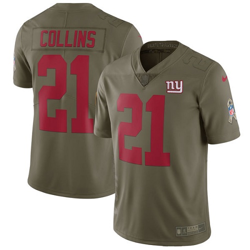 Men's Nike New York Giants #21 Landon Collins Limited Olive 2017 Salute to Service NFL Jersey