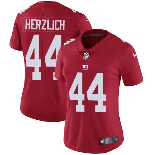 Women's Nike New York Giants #44 Mark Herzlich Red Alternate Vapor Untouchable Elite Player NFL Jersey