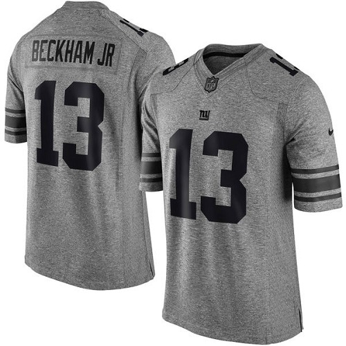 Men's Nike New York Giants #13 Odell Beckham Jr Limited Gray Gridiron NFL Jersey