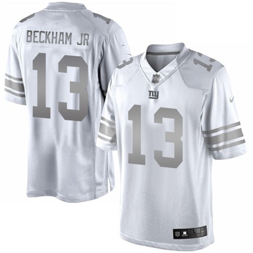 Men's Nike New York Giants #13 Odell Beckham Jr Limited White Platinum NFL Jersey