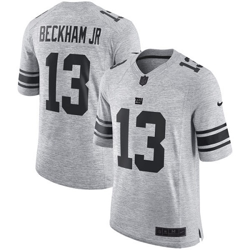 Men's Nike New York Giants #13 Odell Beckham Jr Limited Gray Gridiron II NFL Jersey