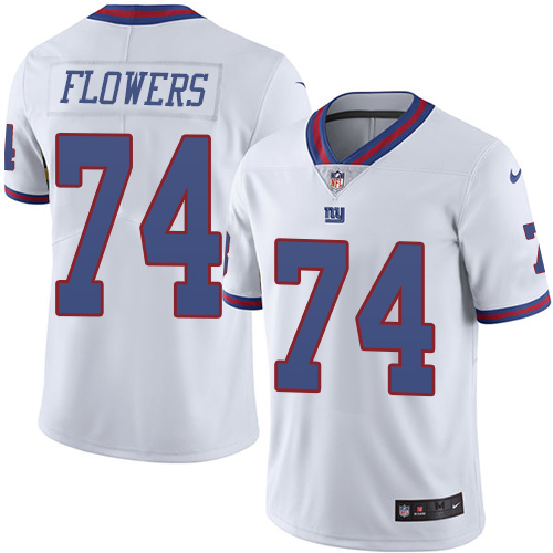 Men's Nike New York Giants #74 Ereck Flowers Limited White Rush Vapor Untouchable NFL Jersey