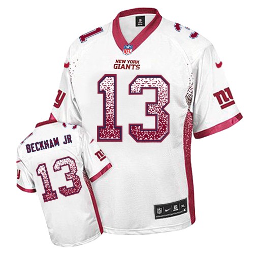 Men's Nike New York Giants #13 Odell Beckham Jr Elite White Drift Fashion NFL Jersey