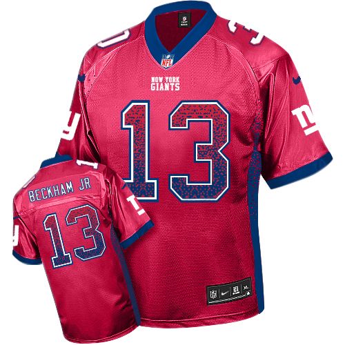 Men's Nike New York Giants #13 Odell Beckham Jr Elite Red Drift Fashion NFL Jersey