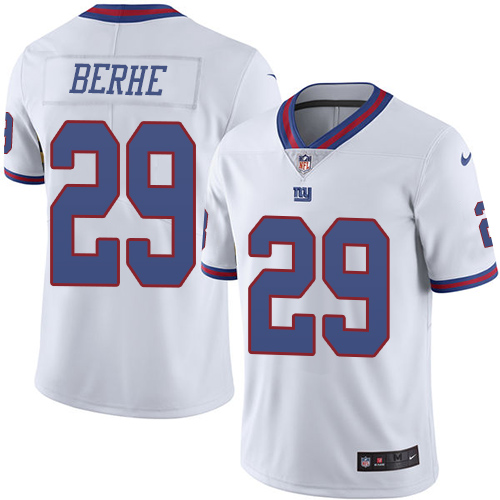 Men's Nike New York Giants #29 Nat Berhe Limited White Rush Vapor Untouchable NFL Jersey