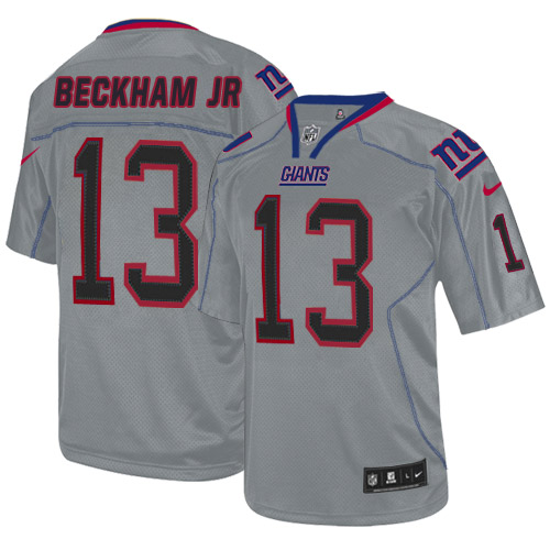 Men's Nike New York Giants #13 Odell Beckham Jr Elite Lights Out Grey NFL Jersey
