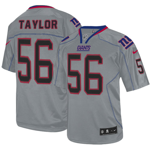Men's Nike New York Giants #56 Lawrence Taylor Elite Lights Out Grey NFL Jersey