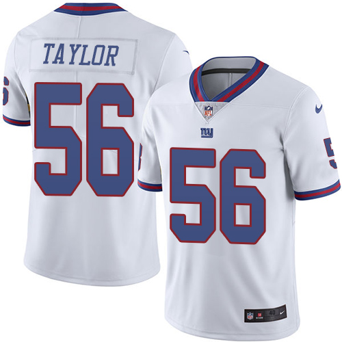 Men's Nike New York Giants #56 Lawrence Taylor Elite White Rush Vapor Untouchable NFL Jersey