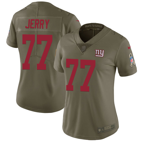 Women's Nike New York Giants #77 John Jerry Limited Olive 2017 Salute to Service NFL Jersey