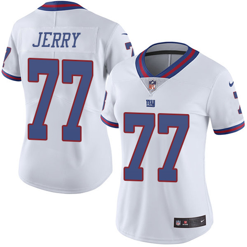 Women's Nike New York Giants #77 John Jerry Limited White Rush Vapor Untouchable NFL Jersey