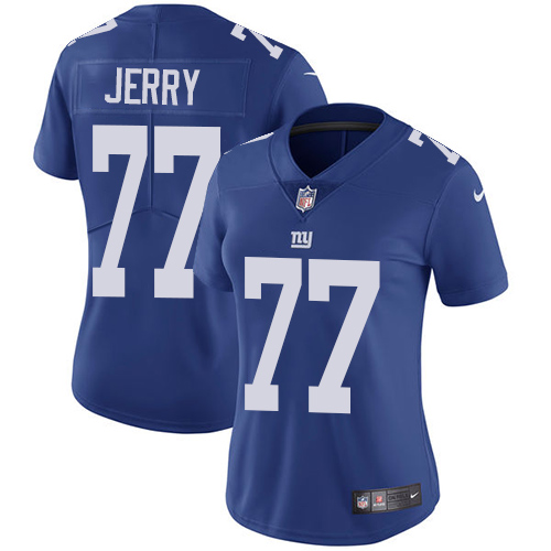 Women's Nike New York Giants #77 John Jerry Royal Blue Team Color Vapor Untouchable Elite Player NFL Jersey